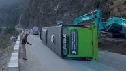 Himachal Pradesh Road Accident: 31 Injured As Tourist Bus en Route to Kasol Overturns on Chandigarh-Manali Highway Near Mandi (Watch Video)