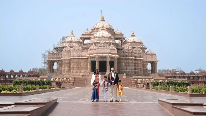 JD Vance India Visit: First Stop Akshardham Temple for Vances, US Vice President Says His ‘Kids, in Particular, Loved It’ (See Pics and Video)