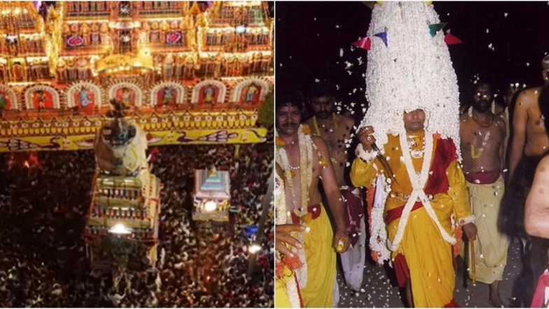Karaga Shaktyotsava 2025 Videos: Bengaluru Streets Light Up With Enchanting Chariot Processions For the Hoovina Karaga