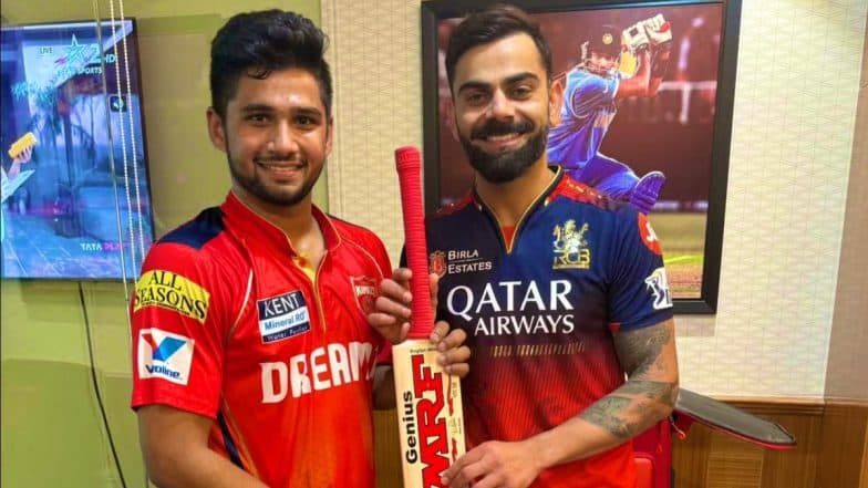 Virat Kohli Gifts Bat to Musheer Khan, Youngster Explains How He Managed to Get the Willow From Star Indian Cricketer Following PBKS vs RCB IPL 2025 Match (Watch Video)