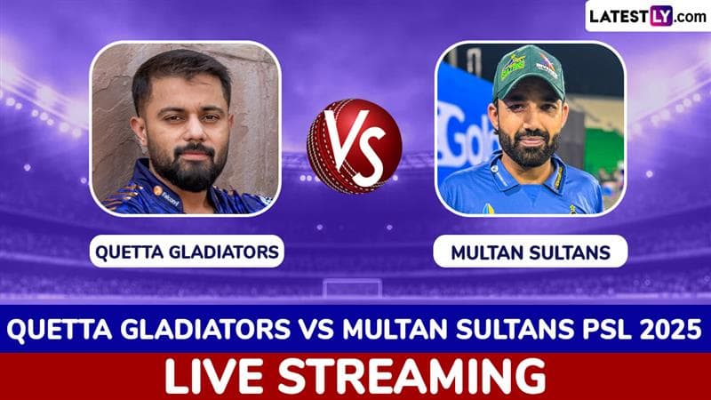 PSL 2025 Live Streaming Online for Free in India: How To Watch Quetta Gladiators vs Multan Sultans Pakistan Super League T20 Cricket Match Telecast on TV?