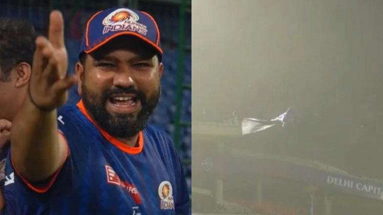 Rohit Sharma’s Hilarious Reaction Goes Viral As Dust Storm in Delhi Interrupts Mumbai Indians’ Training Session at Arun Jaitley Stadium Ahead of DC vs MI IPL 2025 Match (Watch Video)