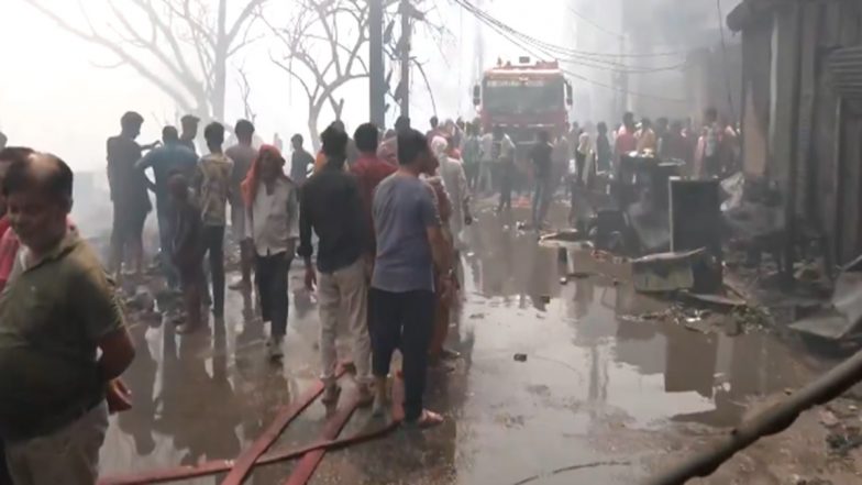 Delhi Fire: 2 Kids Die, 800 Shanties Gutted as Massive Blaze Engulfs Jhuggi Cluster in Rohini Sector 17 (Watch Videos)