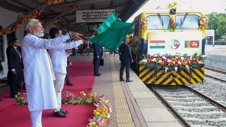 PM Narendra Modi, Sri Lankan President Anura Kumara Dissanayake Launch India-Backed Railway Projects in Anuradhapura (See Pics and Video)