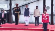 PM Modi in Sri Lanka: Prime Minister Narendra Modi Receives Ceremonial Welcome at Colombo's Independence Square (Watch Videos)