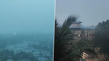 Mumbai Rains: Mumbaikars Wake Up to Rainy Monday Amid Yellow Alert From IMD, Thunderstorms and Heavy Rainfall Lash Parts of Navi Mumbai (Watch Videos)