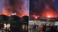 Kerala Fire: Massive Blaze Erupts at Textile Market Near New Bus Stand in Kozhikode, Firefighters Rushed to Scene (Watch Videos)