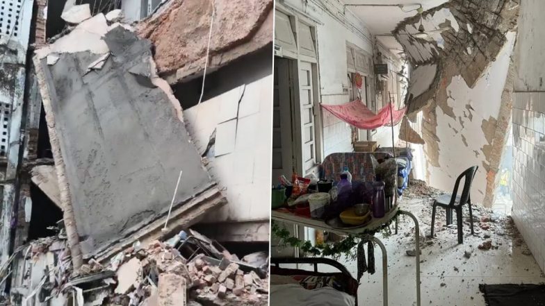 Jamshedpur Hospital Balcony Collapse: 2 Injured in Jharkhand After Portion of Second Floor of MGM Hospital’s Medicine Department Caves In (See Pics and Video)