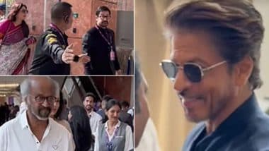 WAVES 2025: Shah Rukh Khan, Rajinikanth, Aamir Khan, Other Bollywood Stars Arrive at World Audio Visual and Entertainment Summit in Mumbai (Watch Videos)