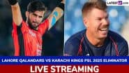 Lahore Qalandars vs Karachi Kings PSL 2025 Eliminator Free Live Streaming Online: How To Watch LQ vs KK Pakistan Super League T20 Cricket Match Live Telecast on TV?