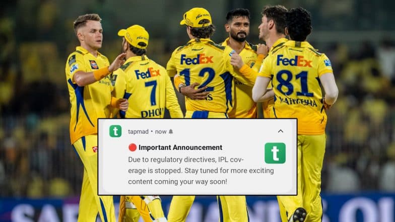 IPL 2025 Live Streaming Online on Tapmad Stopped in Pakistan Amid Ongoing Political Tension With India