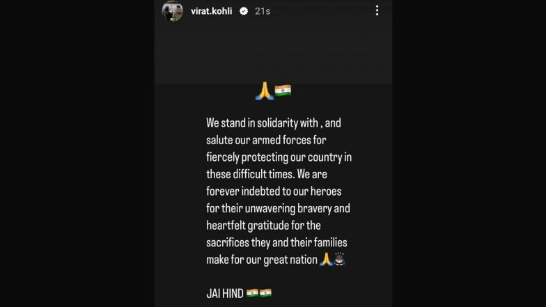 'Forever Indebted To Our Heroes...' Virat Kohli Backs Indian Armed Forces Amid India-Pakistan Tensions (See Post)