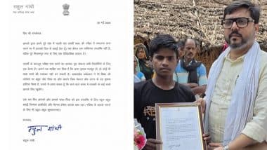 Rahul Gandhi Sends Letter, Gifts to Dalit Student Ramkeval, First to Clear Class 10 Exam in His Village in Uttar Pradesh, Says ‘Historic Occasion for Nizampur’ (See Pics)