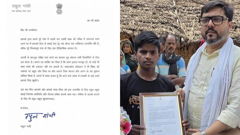 Rahul Gandhi Sends Letter, Gifts to Dalit Student Ramkeval, First to Clear Class 10 Exam in His Village in Uttar Pradesh, Says ‘Historic Occasion for Nizampur’ (See Pics)