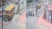 Bhopal Bus Accident: Woman Killed, Several Injured As Speeding School Bus Collides Into Vehicles Waiting at Traffic Signal in Madhya Pradesh (Watch Video)