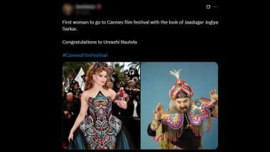 Urvashi Rautela Cannes 2025 Look Sparks Funny Memes! ‘Daaku Maharaaj’ Actress Walks Red Carpet in Colourful Gown and Crystal Parrot Clutch, Internet Reacts With ‘First Indian Ever’ Jokes