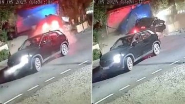 Mussoorie Accident Video: 1 Injured in Head-On Collision on Mussoorie-Dehradun Road in Uttarakhand, Dramatic Video Surfaces