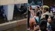 Ghaziabad: Drain Wall Collapse Fills Prateek Grand City Basements with Water, Residents Protest Citing Structural Risk (Watch Video)