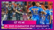 GT vs MI IPL 2025 Eliminator Highlights: Rohit Sharma, Jasprit Bumrah Power Mumbai Indians to Qualifier 2, Set Up Clash With Punjab Kings