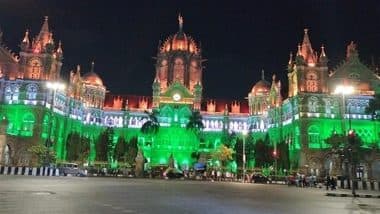 Mumbai: CSMT Illuminates in Tricolour To Celebrate Success of ‘Operation Sindoor’, Central Railway Salutes Indian Armed Forces (Watch Video)