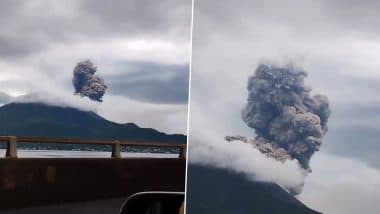 Volcano Erupts in Japan: Mount Sakurajima Erupts Again, Sends Ash Plumes Soaring Into Sky Over Kyushu (Watch Video)