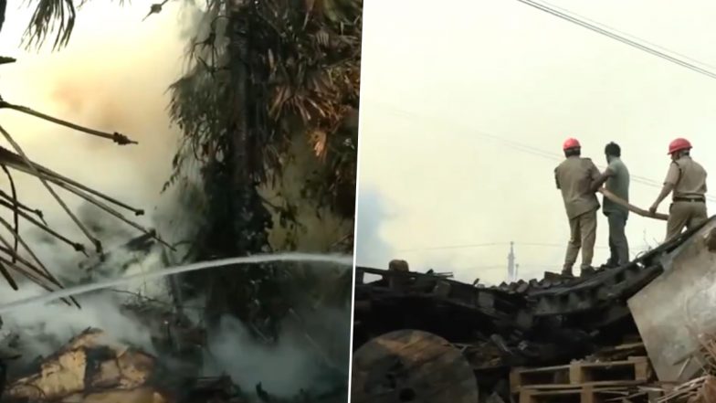 Visakhapatnam Fire: Massive Blaze Engulfs Scrap Godown in Andhra Pradesh’s Anakapalle, No Casualties Reported (Watch Video)