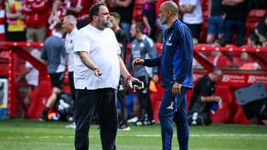 Nottingham Forest Owner Evangelos Marinakis Shows Frustration, Appears to Remonstrate With Nuno Espirito Santo After 2–2 Draw Against Leicester City in Premier League 2024-25 (Watch Video)
