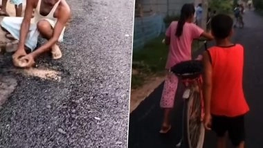 Road Stolen in Bihar? Viral Video Shows Locals Dismantling and 'Stealing' Freshly Laid Road Construction Material