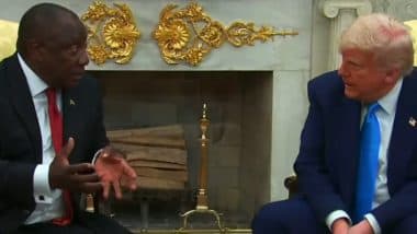 Donald Trump Confronts South African President With ‘Baseless’ Claims of White ‘Genocide’; Cyril Ramaphosa Pushes Back (Watch Videos)