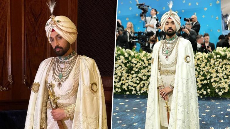 ‘Punjabi AA Gaye Oye’: Diljit Dosanjh Represents Punjabi Culture at Met Gala 2025, Steals Attention in Maharaja Look (See Pics)