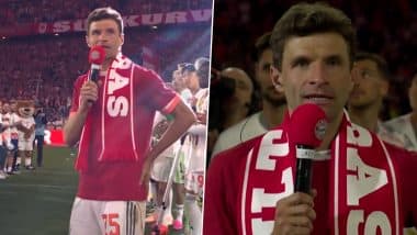 Thomas Muller Gives Emotional Farewell Speech to Fans After Playing Last Match For Bayern Munich; Says 'I Am Very Happy' (Watch Video)