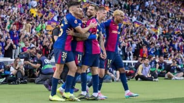 El Clasico Result: Kylian Mbappe’s Hat-Trick in Vain As Barcelona Run Riot in 4–3 Victory Over Real Madrid in La Liga 2024–25 (Watch Goal Video Highlights)