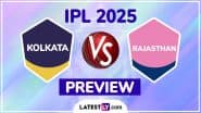 KKR vs RR IPL 2025 Preview: Key Battles, H2H, Impact Players and More About Kolkata Knight Riders vs Rajasthan Royals Indian Premier League Season 18 Match 53