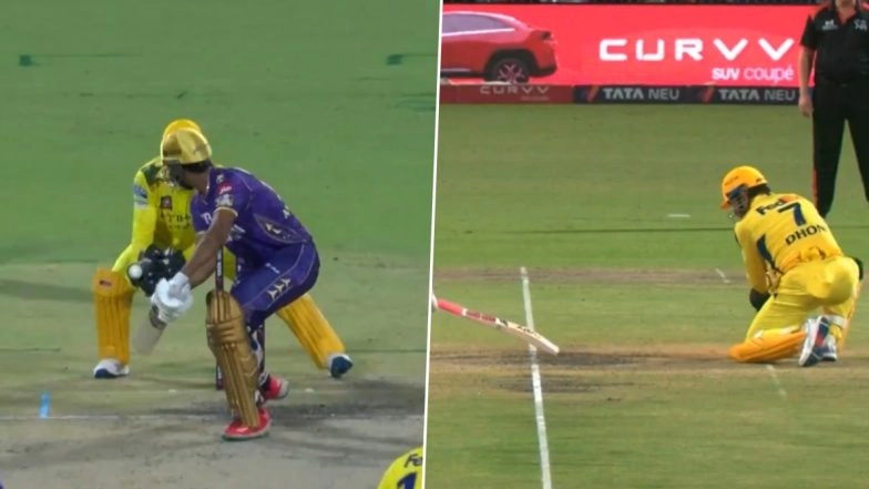MS Dhoni Shows Electrifying Glovework: Watch Wicket-keeper Roll Back Time With Stumping and Catch During KKR vs CSK IPL 2025 Match