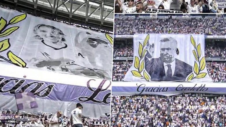 Fans Display Huge Tifos To Bid Farewell To Luka Modric And Carlo Ancelotti At Iconic Santiago Bernabeu During Real Madrid vs Real Sociedad La Liga 2024-25 Match (See Pic)