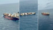 Liberian Vessel Carrying Marine Fuel Lists Off Kerala&rsquo;s Kochi Coast, Spills Cargo Into Sea; 9 Crew Rescued by Indian Coast Guard (See Pics)
