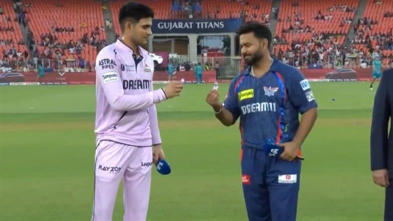 Shubman Gill and Rishabh Pant Exchange Ribbons As Gujarat Titans Wear Special Lavender Jersey For Noble Cause In GT vs LSG IPL 2025 Match (Watch Video)