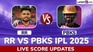 PBKS 126/4 in 12.3 Overs | RR vs PBKS Live Score Updates of IPL 2025: Nehal Wadhera Completes Half-Century