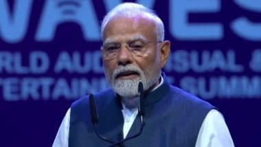 ‘It Is Truly a Wave’: PM Narendra Modi Addresses Artists and Innovators at WAVES 2025 Summit in Mumbai (Watch Video)