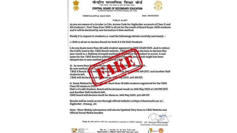 CBSE To Release Class 10 and 12 Results in 2 Phases To Reduce Website Traffic? Board Debunks Fake News Going Viral on Social Media