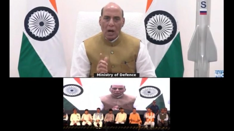 Defence Minister Rajnath Singh Inaugurates BrahMos Supersonic Cruise Missile Production Unit at Uttar Pradesh Defence Industrial Corridor in Lucknow (Watch Video)