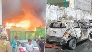 Noida Fire: Dozens of Cars Destroyed As Blaze Erupts at Garage in Sector 6, 5 Fire Tenders Rush to Scene (Watch Video)