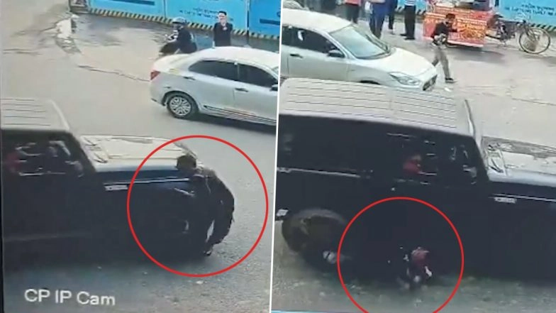 Delhi: Security Guard Run Over by SUV in Vasant Kunj After Asking Driver Not to Honk; Accused Arrested (Watch Video)