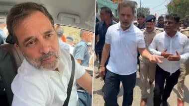 Rahul Gandhi Alleges BJP-NDA Fear Dialogue With Dalits, Walks to Ambedkar Hostel Despite Police Resistance in Bihar’s Darbhanga (Watch Videos)