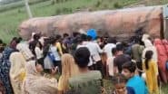 Oil Loot in Bihar: Locals Rush With Bottles, Buckets to Collect Spilled Soybean Oil After Tanker Overturns in Motihari; Video Surfaces