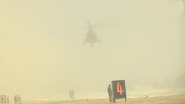 India Displays Military Prowess: IAF Conducts Rafale, Jaguar, Mirage Flypast and Landing Exercises on Ganga Expressway Airstrip in Uttar Pradesh (Watch Video)