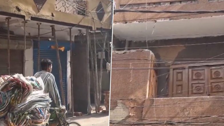 Delhi: 4-Storey Building in Bihari Colony Tilts, MCD Officials Vacate Occupants (Watch Video)