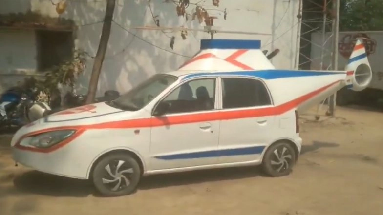 UP Shocker: Man Turns Car Into Helicopter-Like Vehicle Rotors and Wings; Police Seize Vehicle (Watch Video)
