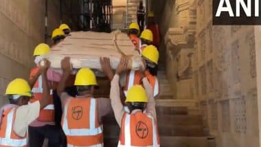 India News | Ayodhya Ram Temple: Ram Darbar Construction Underway, First Gold Door Under Installation