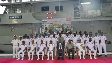 World News | INS Kochi Arrives at Male, Hands over Coast Guard Ship 'Huravee' to Maldives